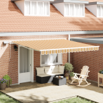 Marchiză Retractabilă Manuală cu LED-uri și Dungi Multicolore 400x300 cm GartenMobel Dekor