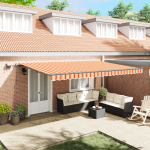 Marchiză Manuală Retractabilă cu LED Galben și Portocalie 500x300 cm GartenMobel Dekor
