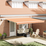Marchiză retractabilă manuală cu LED galben și portocaliu, 450x300 cm GartenMobel Dekor