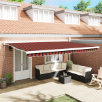 Marciză retractabilă automată portocalie și marron 500x300 cm GartenMobel Dekor