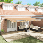 Marchiză retractabilă manuală cu dungi LED multicolore 600x300 cm GartenMobel Dekor