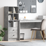 Birou cu stocare gri beton din lemn ingineresc GartenMobel Dekor