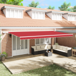 Marchiză manuală retractabilă cu LED roșie 600x350 cm GartenMobel Dekor