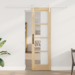 Ușă Glisantă  cu Set de Hardware 'ORKDAL'Lemn Masiv & Sticlă GartenMobel Dekor
