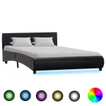 Cadru de pat cu LED, negru, 120 x 200 cm, piele ecologică  GartenMobel Dekor