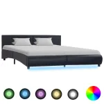 Cadru de pat cu LED, negru, 160 x 200 cm, piele ecologică  GartenMobel Dekor