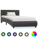 Cadru de pat cu LED, gri, 100 x 200 cm, piele ecologică  GartenMobel Dekor