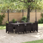 Set de dining pentru grădină cu 9 piese maro din rattan poli GartenMobel Dekor
