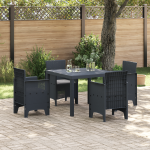 Set de mese de 5 piese cu perne Antracit Poly Rattan GartenMobel Dekor