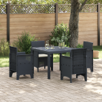 Set de mese pentru grădină cu 5 piese cu perne antracit din rattan sintetic GartenMobel Dekor