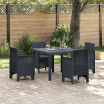 Set mese grădină 5 piese cu perne Antracit Ratan poliester GartenMobel Dekor
