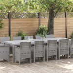 Set masă grădină  cu 13 piese perne Gri deschis Poliratan GartenMobel Dekor