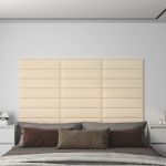 Panouri de perete, 12 buc., crem, 60x15 cm, textil, 1,08 m² GartenMobel Dekor