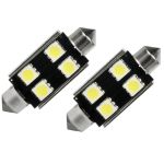 Set 2 becuri auto Vecta cu 4 leduri SMD 12V T11x42mm C10W alb sofit Festoon Canbus 5050SMD cu radiator - fara eroare AutoDrive ProParts