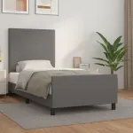 Cadru de pat cu tăblie, gri, 90x200 cm, piele ecologică GartenMobel Dekor