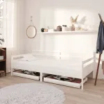 Pat de zi cu sertare, alb, 90x200 cm, lemn masiv de pin GartenMobel Dekor