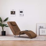 Șezlong de masaj cu pernă, maro, piele întoarsă artificială GartenMobel Dekor