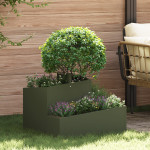 Ghiveci Metalic Verde Măsliniu Metal Mediu Stivuibil GartenMobel Dekor