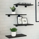Plăci pentru Bibliotecă 4 buc Negru Stejar 40x20x1.5 cm Lemn Compus GartenMobel Dekor