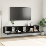 Set Mobilier TV Stejar Negru Lemn prelucrat Medie Mobilier TV GartenMobel Dekor
