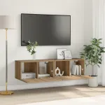 Set de cabine TV Stejar artizanal MDF Mediu Cabinet TV GartenMobel Dekor