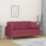 Canapea cu 2 locuri cu pernuțe, roșu vin, 140 cm, textil GartenMobel Dekor