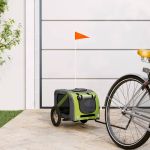 Remorcă bicicletă animale companie verde/gri textil oxford/fier GartenMobel Dekor