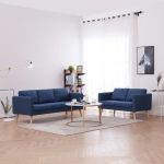 Set de canapele, 2 piese, albastru, material textil GartenMobel Dekor