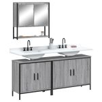 Set mobilier de baie, 3 piese, gri sonoma, lemn prelucrat GartenMobel Dekor
