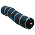 Tunel pentru pisici în formă S, negru/albastru 122 cm poliester GartenMobel Dekor