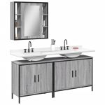 Set dulapuri de baie, 3 piese, gri sonoma, lemn prelucrat GartenMobel Dekor