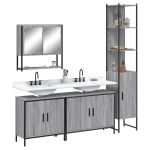 Set mobilier de baie, 4 piese, gri sonoma, lemn prelucrat GartenMobel Dekor