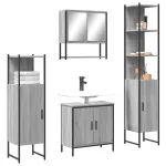 Set mobilier de baie, 4 piese, gri sonoma, lemn prelucrat GartenMobel Dekor