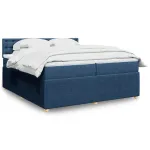 Pat box spring cu saltea, albastru, 200x200 cm, textil GartenMobel Dekor