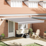 Marchiză manuală retractabilă cu LED gri deschis 400x300 cm GartenMobel Dekor
