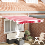 Marchiză manuală retractabilă dungi roșii și albe 350x250 cm GartenMobel Dekor