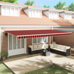 Marchiză retractabilă manuală portocalie și maro 600x300 cm GartenMobel Dekor