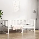 Pat de zi fără saltea, alb, 90x200 cm, lemn masiv pin GartenMobel Dekor