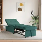 Sofa Bed 3-in-1 - Canapea rabatabilă din țesătură verde închis GartenMobel Dekor