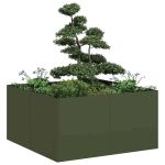Jardinieră verde măsline 80x80x40 cm oțel laminat la rece GartenMobel Dekor