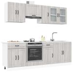 Set de dulapuri de bucătărie 8 piese „Kalmar” lemn Sonoma gri GartenMobel Dekor