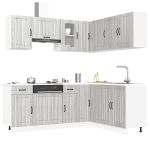Set de dulapuri de bucătărie 11 piese „Lucca” lemn Sonoma gri GartenMobel Dekor