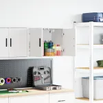 Dulap de perete de garaj alb din lemn prelucrat GartenMobel Dekor