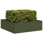 Jardinieră verde măsline 100x100x30 cm oțel GartenMobel Dekor
