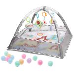 Tarc de joaca pentru bebelusi, 76x76x50 cm, gri – cu jucarii, mingi si arcade interactive Household NewTrend