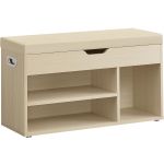 VASAGLE Pantofar cu banca, capitonata, 3 compartimente, sarcina 150 kg, 30x80x44cm, modern, bej Household NewTrend