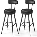 VASAGLE set 2 scaune de bar rotative 360°, cu spatar, inaltime 101 cm, piele sintetica, cadru otel, stil modern, negru Household NewTrend