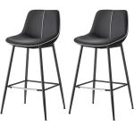 VASAGLE Set 2 scaune de bar, spatar ergonomic din piele ecologica, cadru metalic, 50x50x99 cm, negru Household NewTrend
