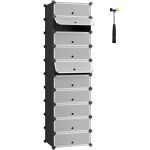 SONGMICS Dulap de depozitare pantofi modular, configurabil cu 10 compartimente, 43x31x173 cm, negru Household NewTrend