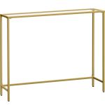 VASAGLE Masa de intrare, blat din sticla securizata, cadru metalic, 20x100x80 cm, auriu Household NewTrend